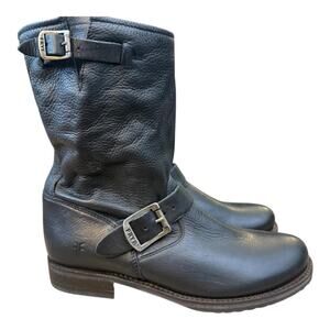 Frye Veronica Moto Engineer Harness Boot Black Leather Women size 8 EUC